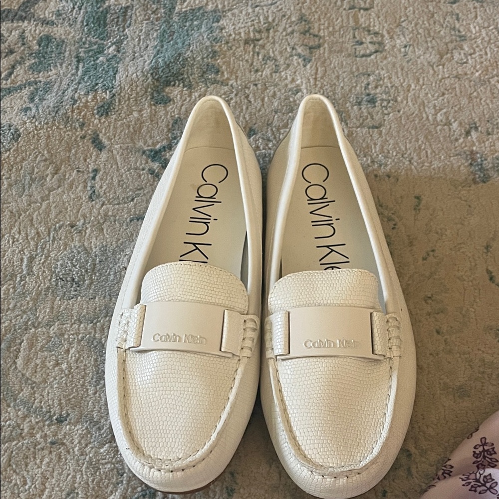 Calvin Klein Cream Textured Loafers